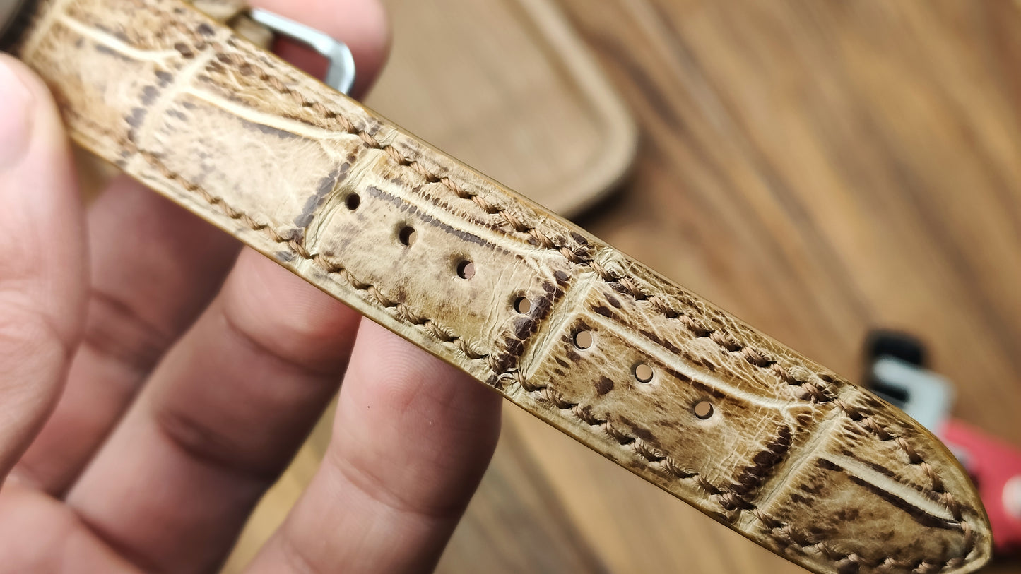 Brown vintage alligator watch band custom leather band.
