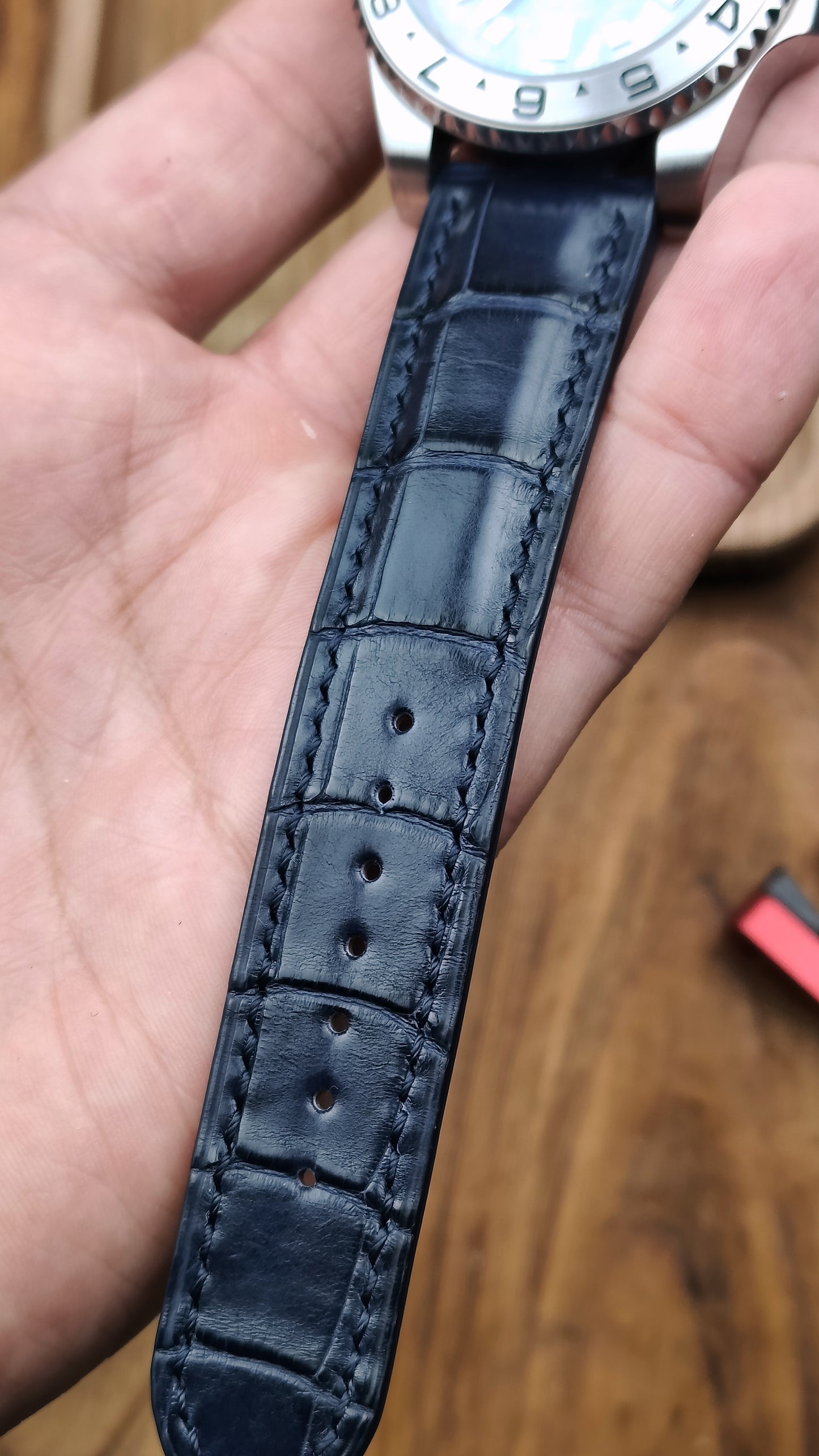 Navy Alligator watch band custom watch straps