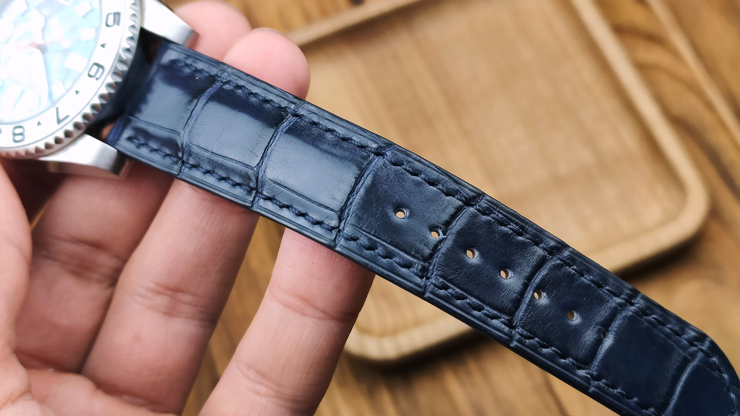 Navy Alligator watch band custom watch straps