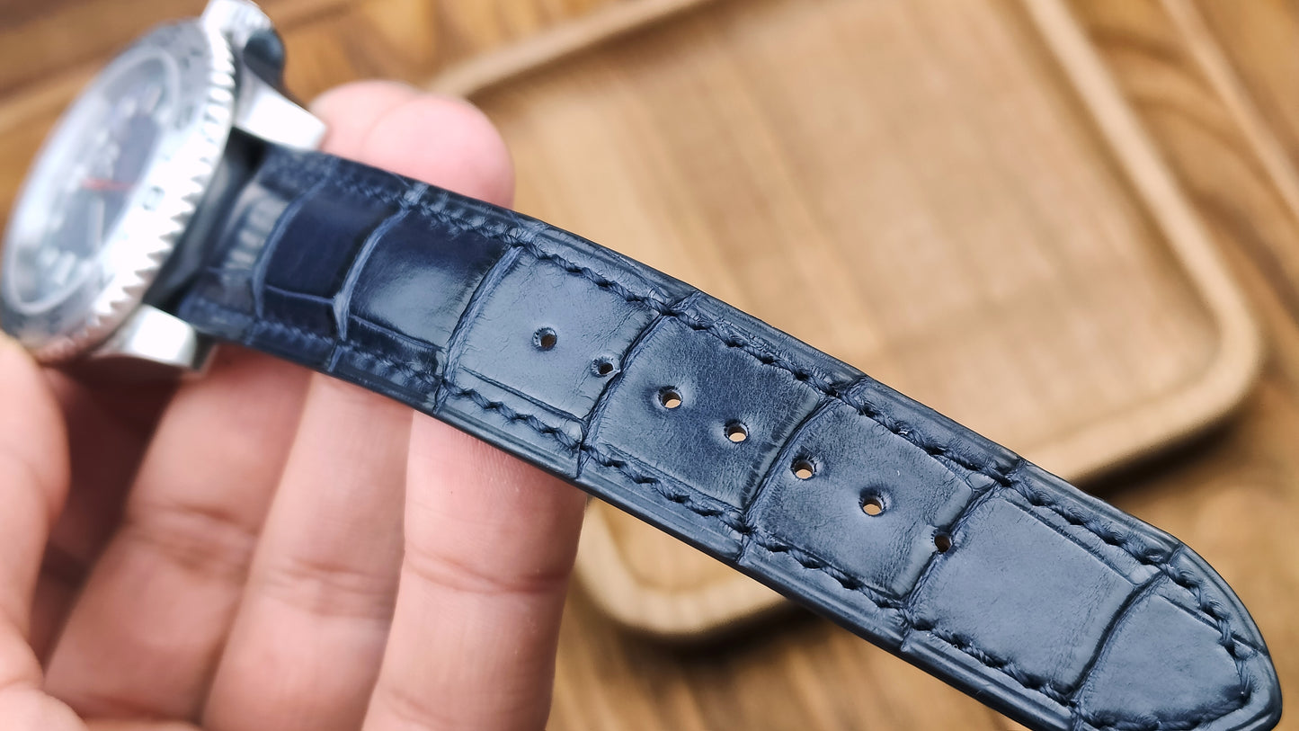 Navy Alligator watch band custom watch straps