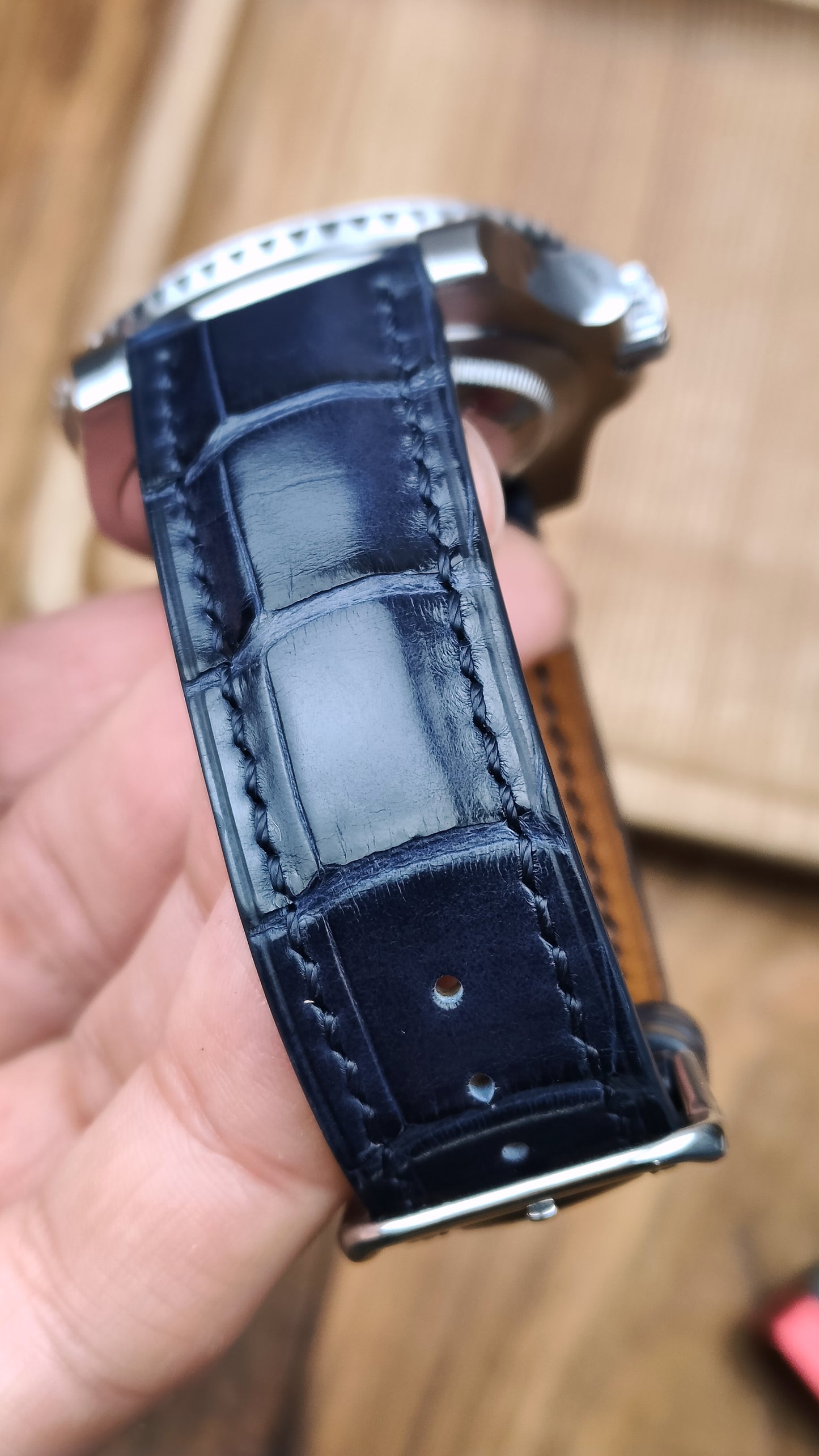 Navy Alligator watch band custom watch straps