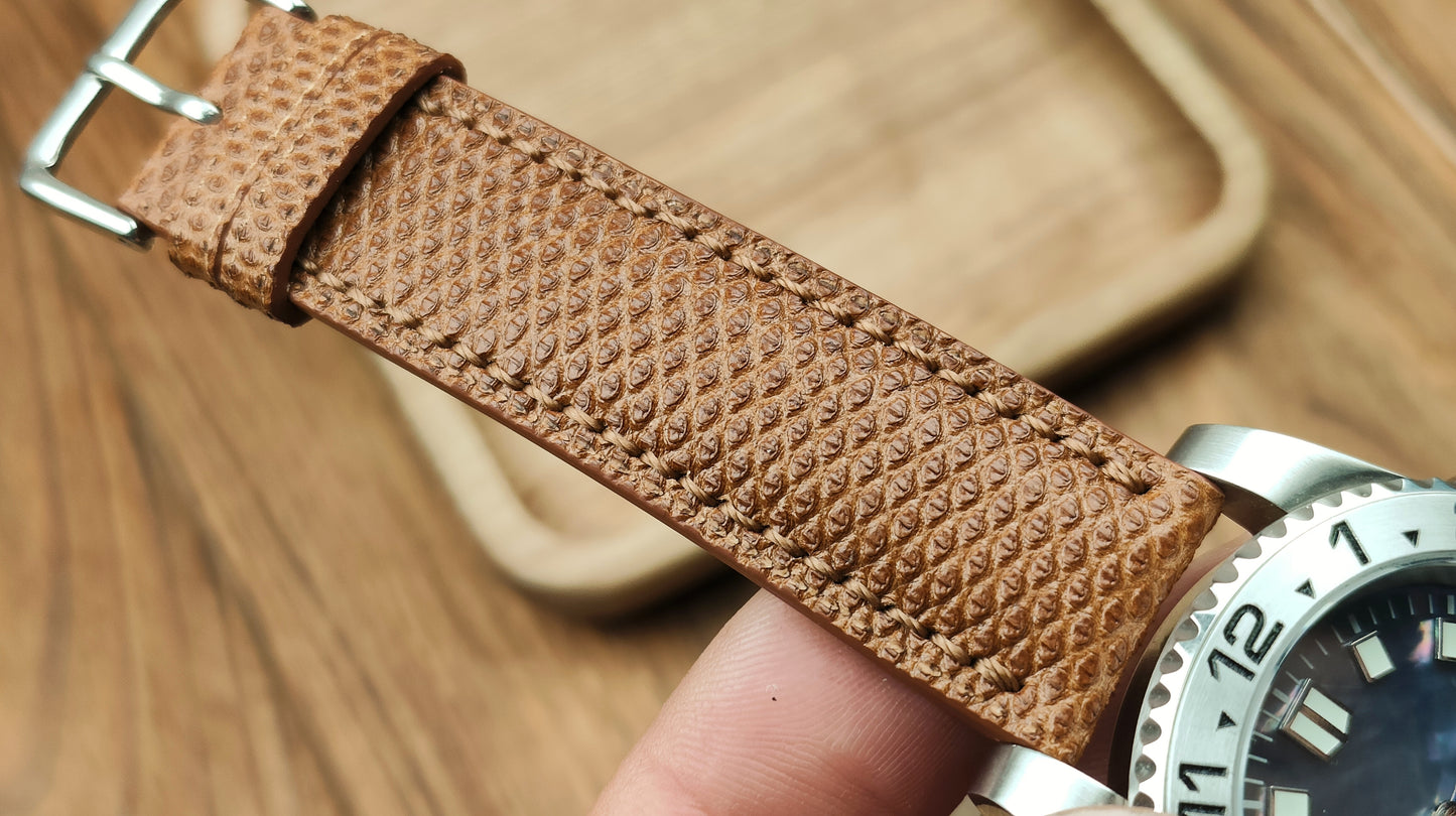 Brown snake leather watch band custom leather band.