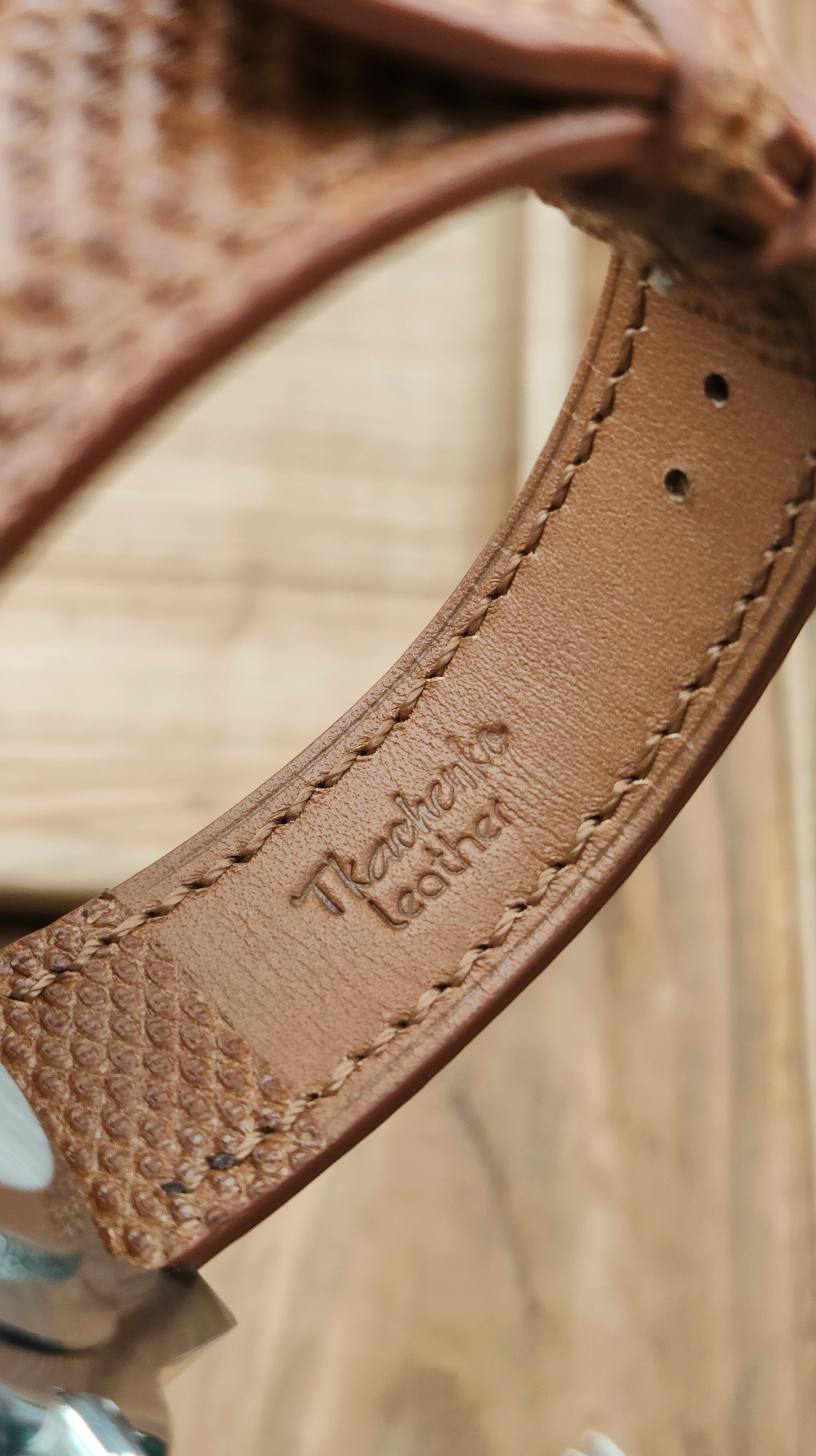 Brown snake leather watch band custom leather band.