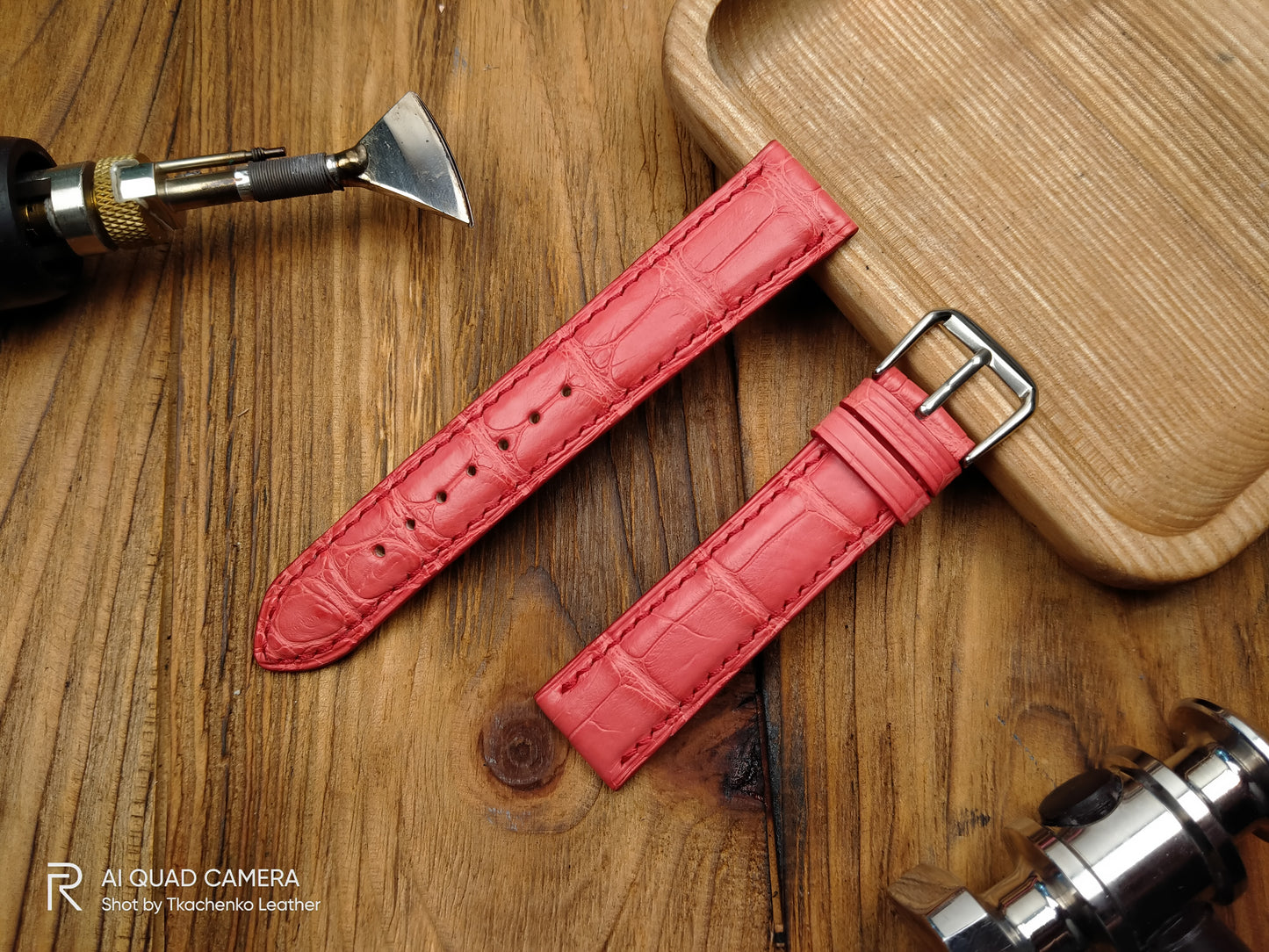Red Alligator watch band custom watch straps