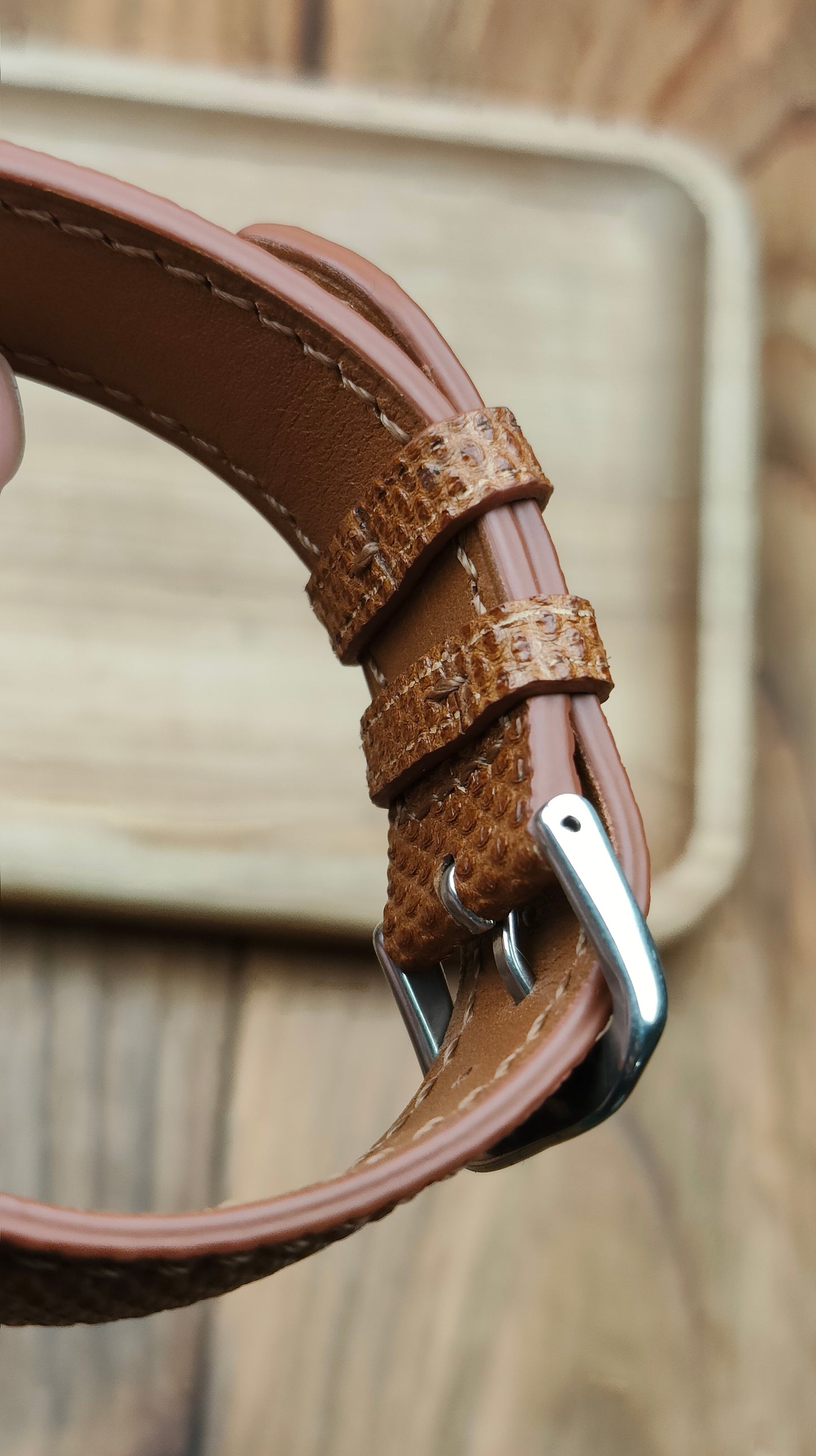 Brown snake leather watch band custom leather band.