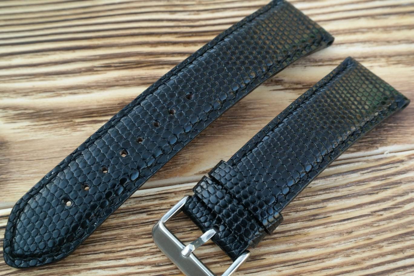 Black Lizard leather watch band leather watch band 16 18 19 20 21 22 24 men's watch straps watchbands ladies watch bands Lizard strap
