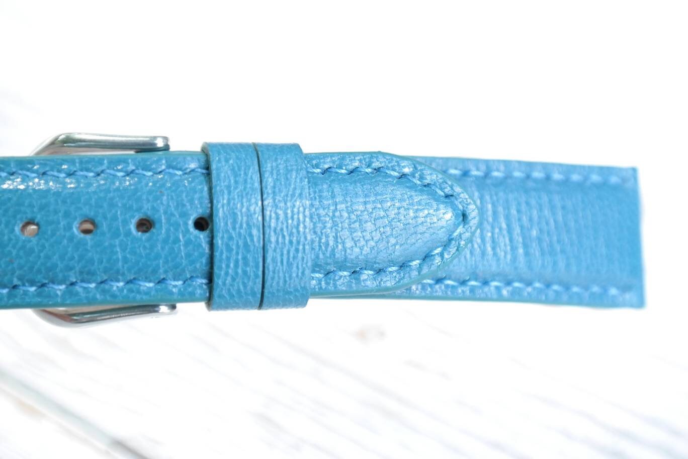 Turquoise leather watch band watch strap white strap women's leather watch bands ladies watch bands 16 18 19 20 21 22 blue leather