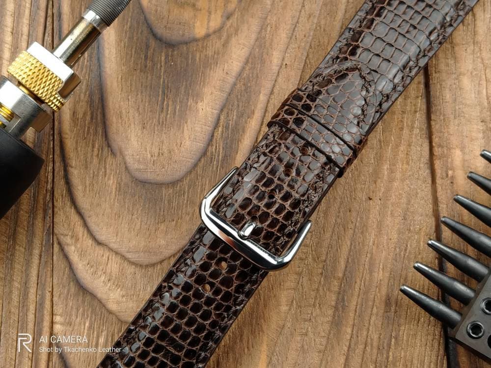 Lizard watch band leather 14 16 18 19 20 21 22 men's watch straps watchbands ladies watch bands Lizard strap leather dark brown leather