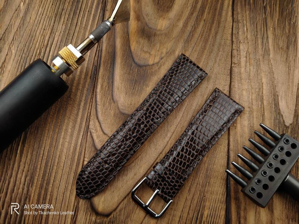Lizard watch band leather 14 16 18 19 20 21 22 men's watch straps watchbands ladies watch bands Lizard strap leather dark brown leather