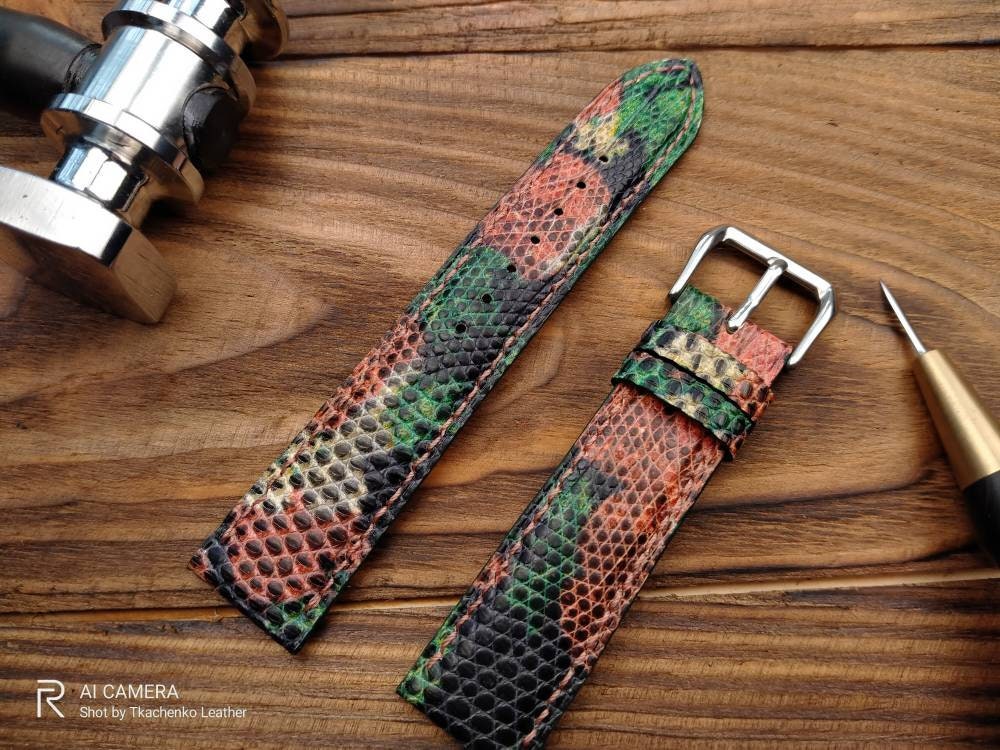 Custom Lizard watch band leather 14 16 18 19 20 21 22 men's watch straps watchbands ladies watch bands Lizard strap multicolored leather