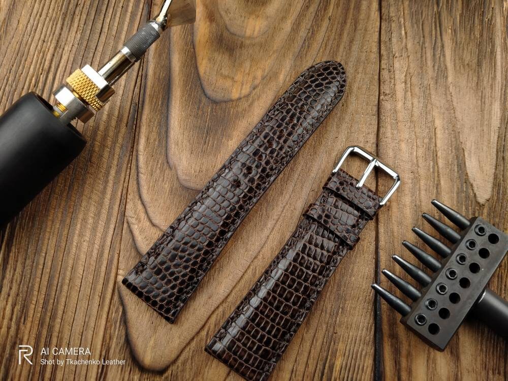 Lizard watch band leather 14 16 18 19 20 21 22 men's watch straps watchbands ladies watch bands Lizard strap leather dark brown leather