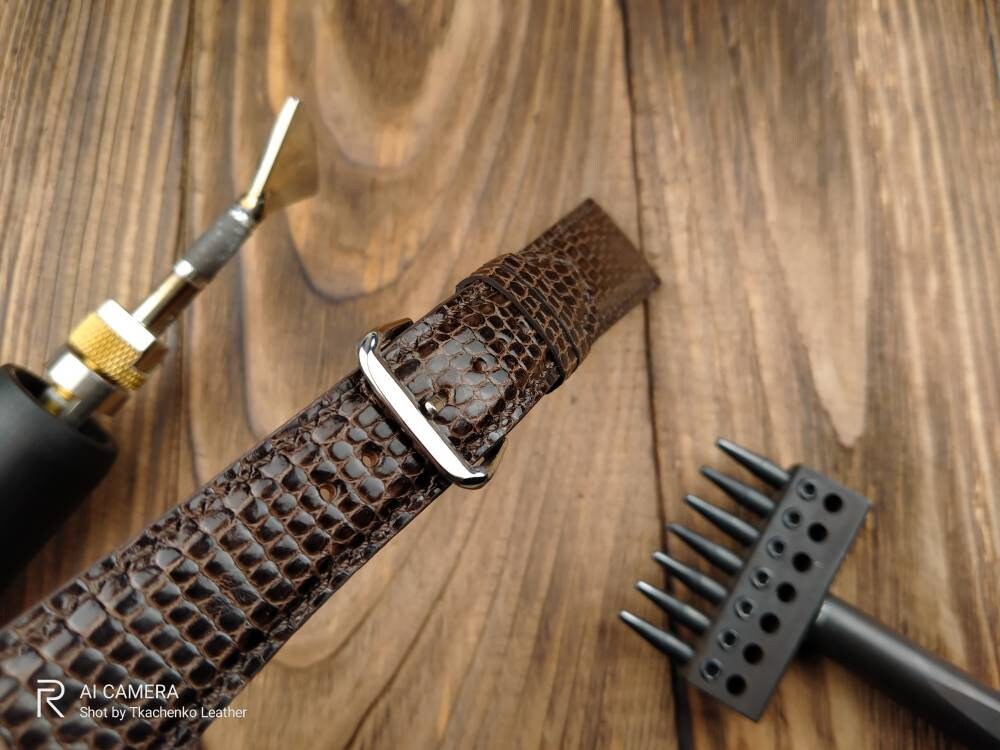 Lizard watch band leather 14 16 18 19 20 21 22 men's watch straps watchbands ladies watch bands Lizard strap leather dark brown leather