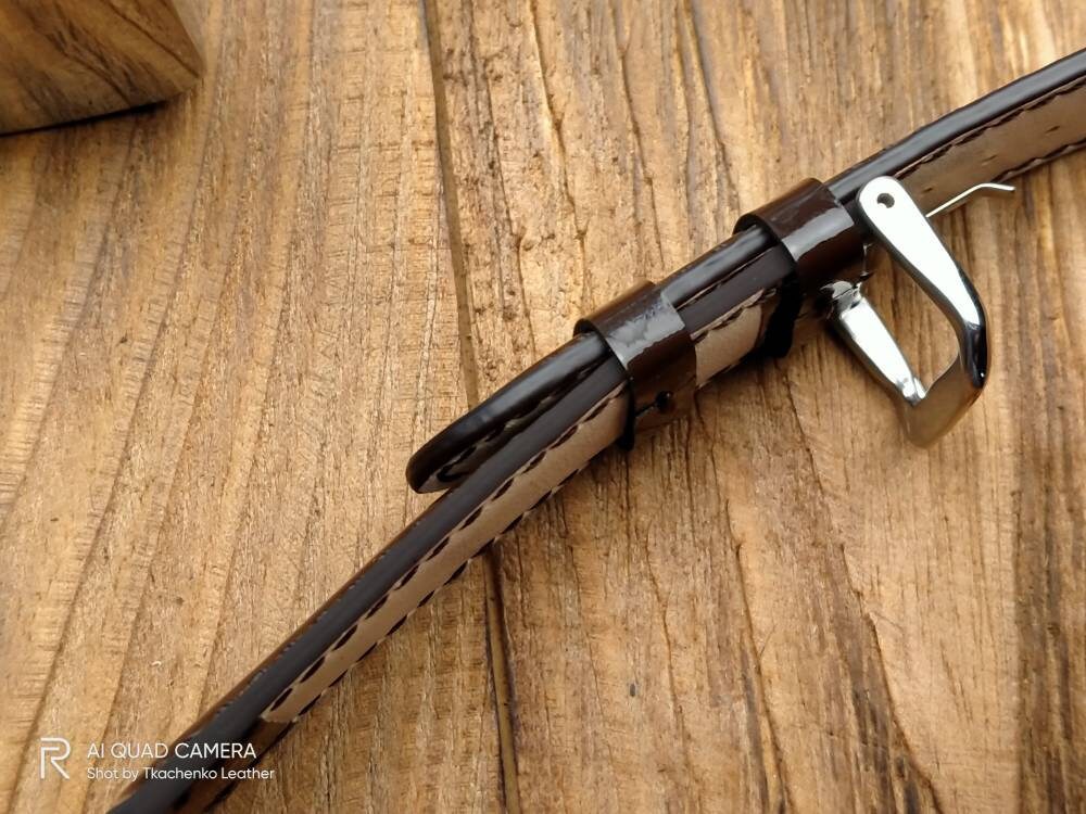 Brown glossy leather watch band 14 mm 16mm 18 mm cognac watch straps 20mm glossy straps custom watch bands ladies watch bands Women's strap
