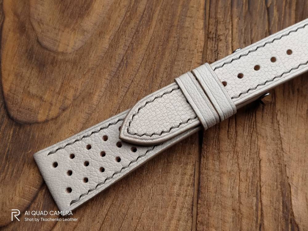 Racing style leather watch band 14mm 16 mm 20mm watch strap 18mm men's milky leather watch bands ladies watch bands leather milky straps