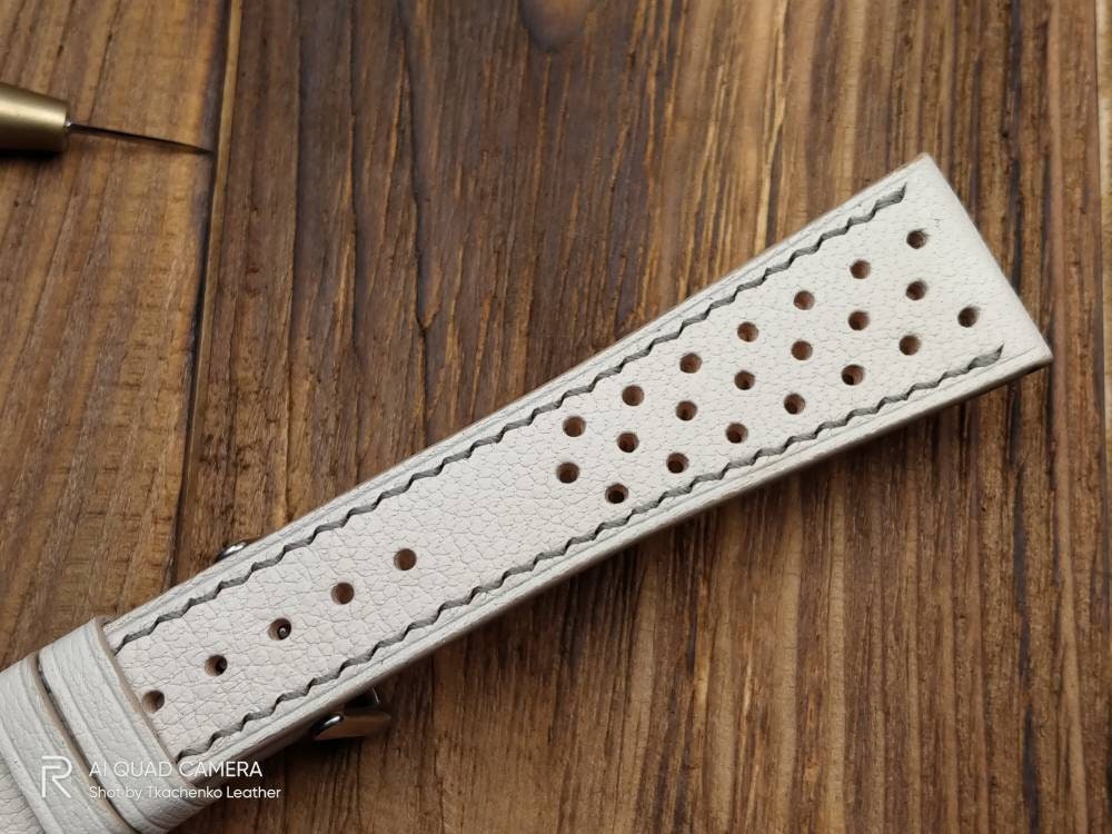 Racing style leather watch band 14mm 16 mm 20mm watch strap 18mm men's milky leather watch bands ladies watch bands leather milky straps