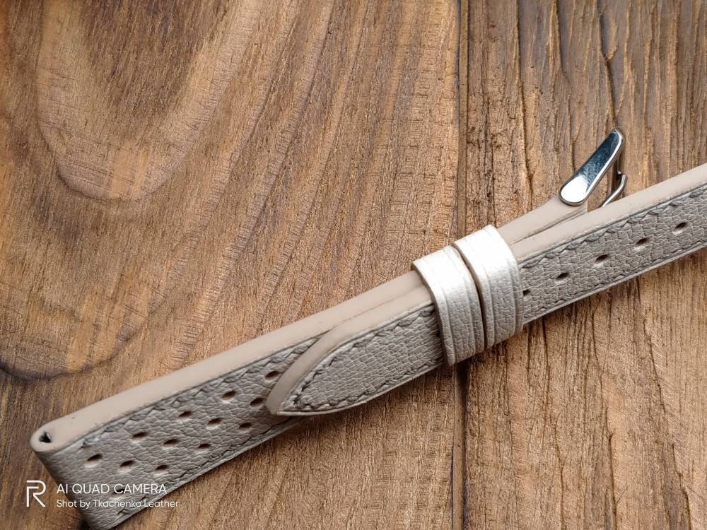 Racing style leather watch band 14mm 16 mm 20mm watch strap 18mm men's milky leather watch bands ladies watch bands leather milky straps