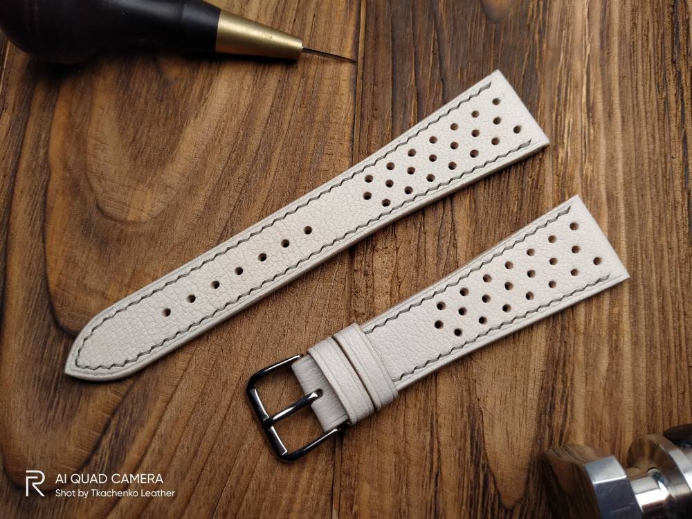 Racing style leather watch band 14mm 16 mm 20mm watch strap 18mm men's milky leather watch bands ladies watch bands leather milky straps