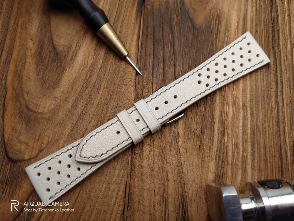 Racing style leather watch band 14mm 16 mm 20mm watch strap 18mm men's milky leather watch bands ladies watch bands leather milky straps
