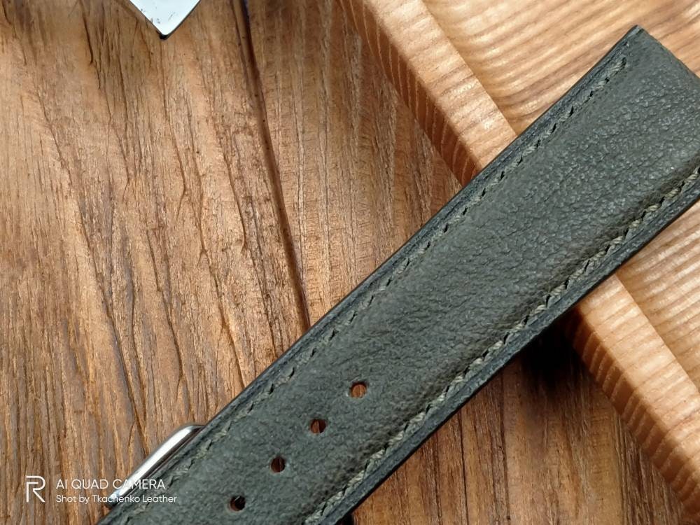 Custom hakki watch bands handcrafted olive leather watch strap men's bottle Green watch straps 20mm 18mm 16mm olive watch straps
