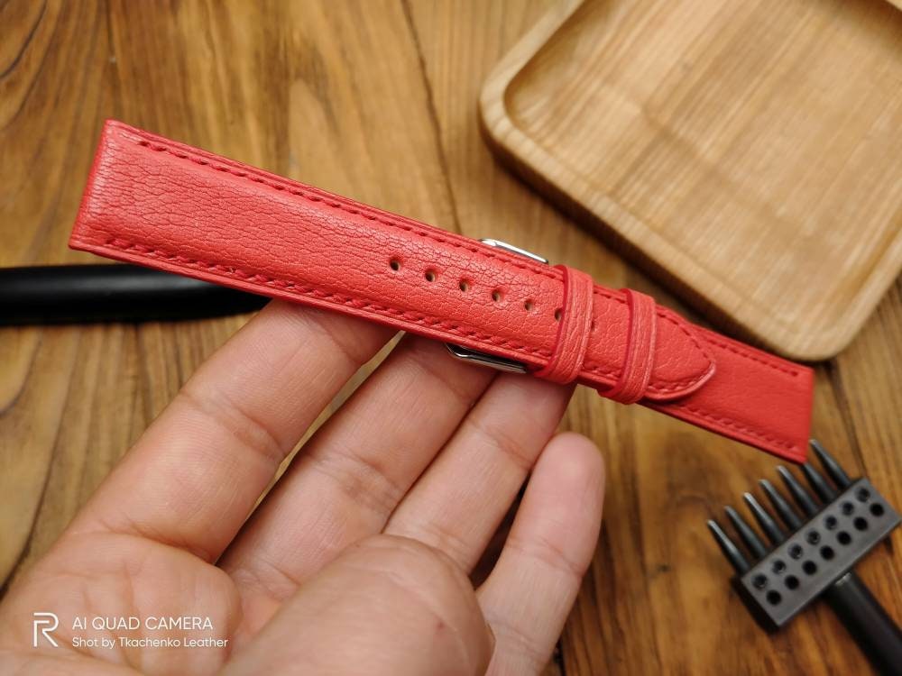 Coral watch band leather 14 16 18 19 20 21 watch straps watchbands red bracelet small red wrist watch leather custom quick release women's