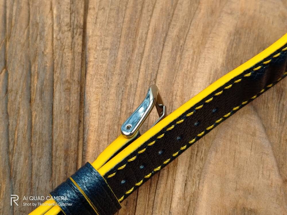 Navy watch band leather 16 18 19 20 21 handcrafted watch straps watchbands navy Lizard strap small wrist blue leather quick release pins