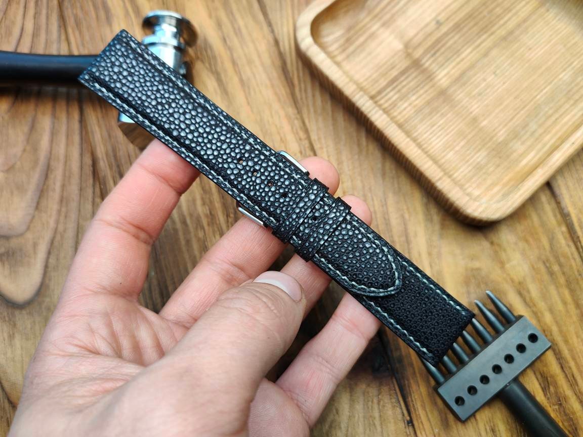 Grey leather watch band custom leather craft 16mm men's straps 22mm 20mm 18mm 24mm small wrist leather bracelet watch bands gray