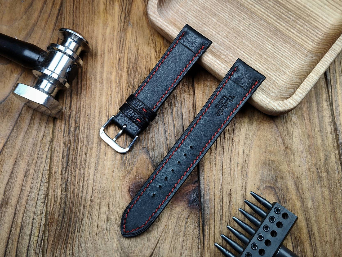 Handcrafted black leather watch band 14 16 18 20 22 watch straps black strap custom watchbands Mens quick release pins small large wrist