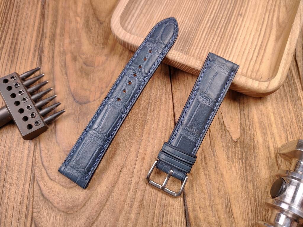 Navy alligator bespoke watch straps 16 men's denim watch strap 22 20 18 alligator quick small large wrist blue bracelet watch band