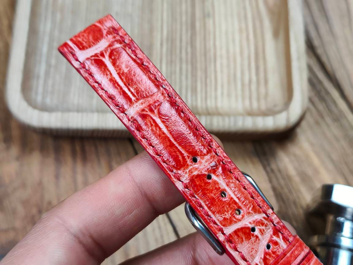 Any modification Red alligator bespoke watch straps 16 men's watch strap 22 20 18 alligator quick small wrist straps bracelet watch band