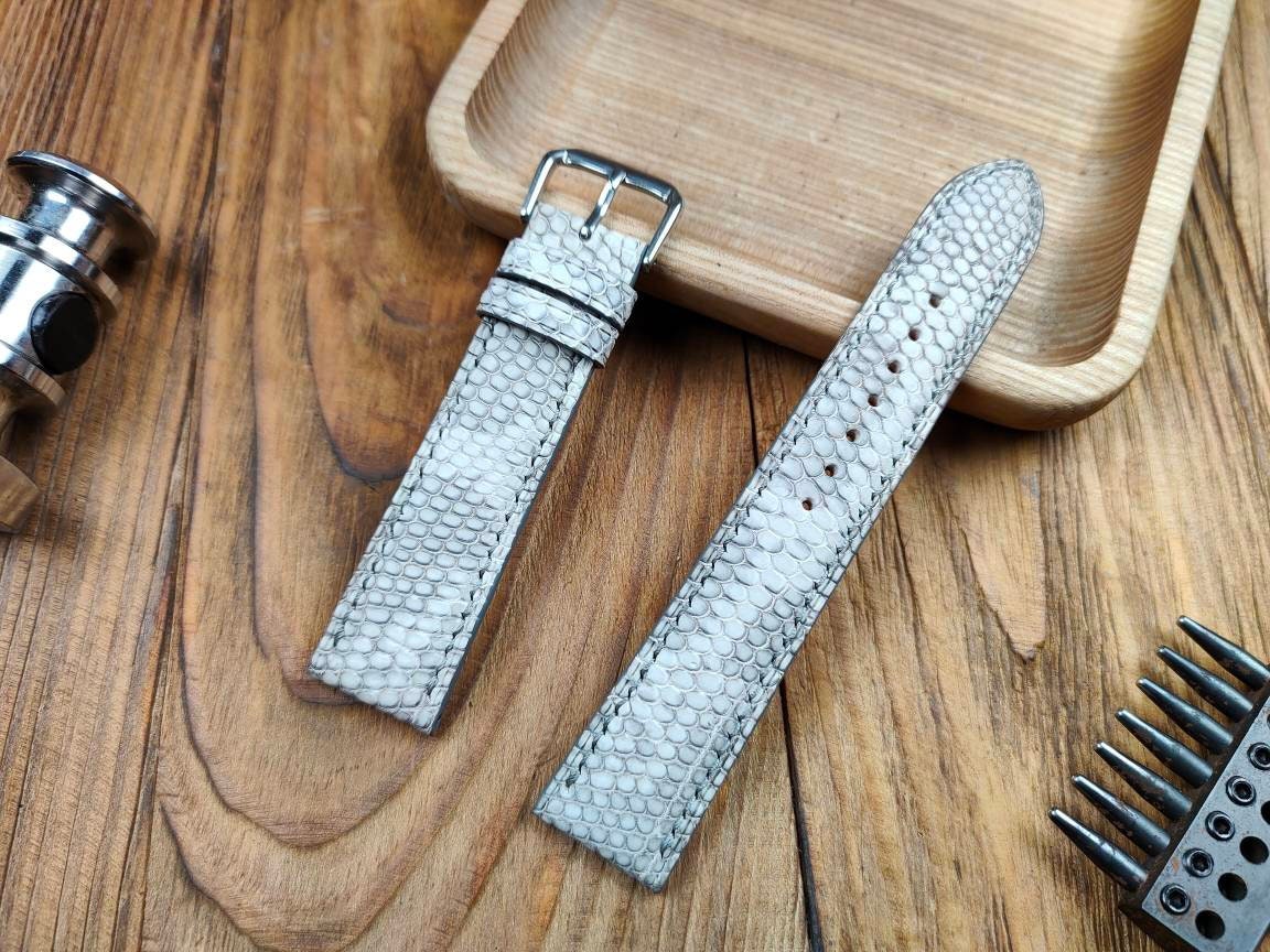 Any modific grey lizard watch band leather any size gray watch straps watchbands watch bands Lizard strap small wrist iguana quick release