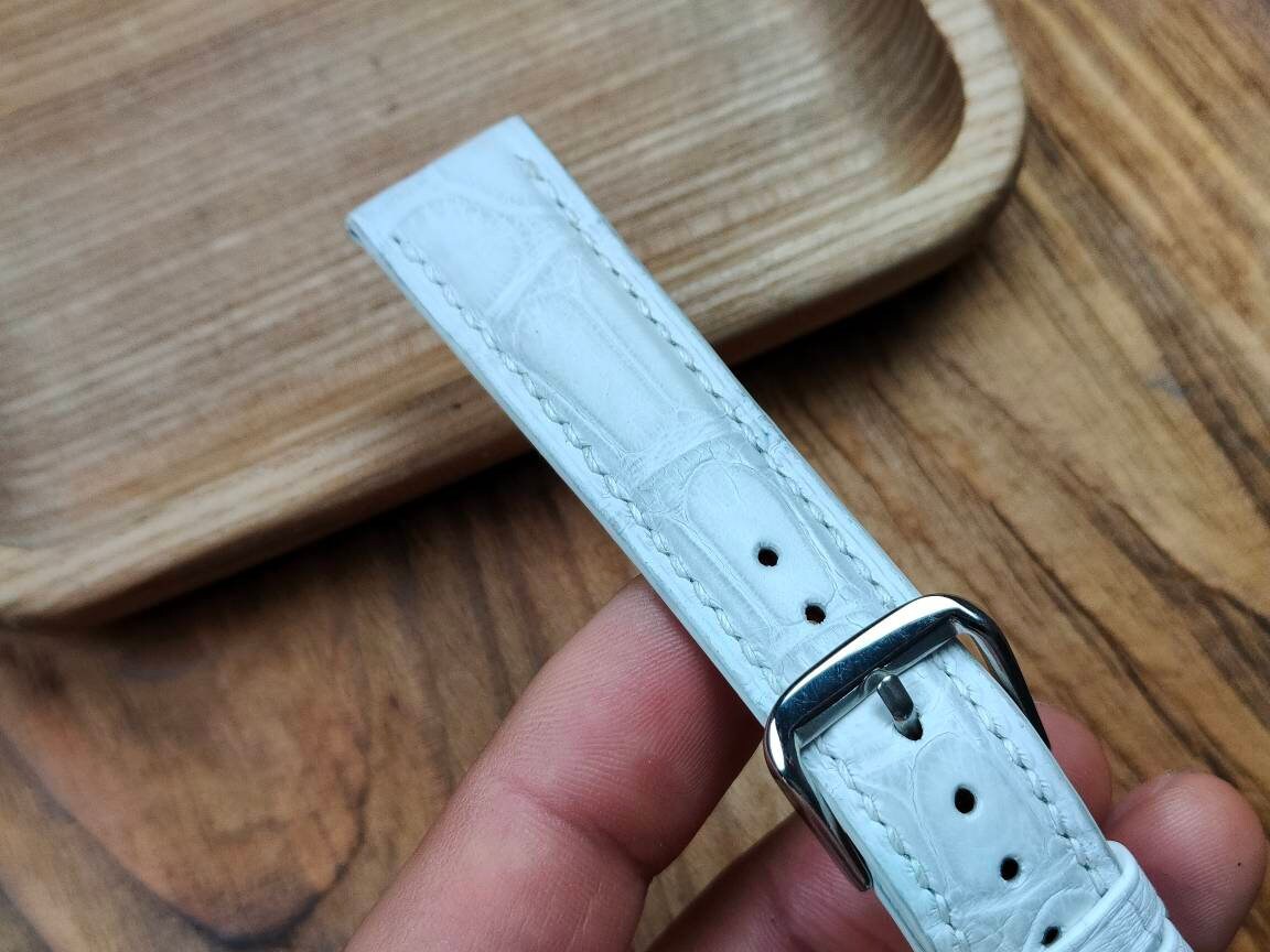 ANY MODIFICA White alligator bespoke women's watch straps 16 men's watch strap 22 20 18 alligator small wrist straps bracelet watch band