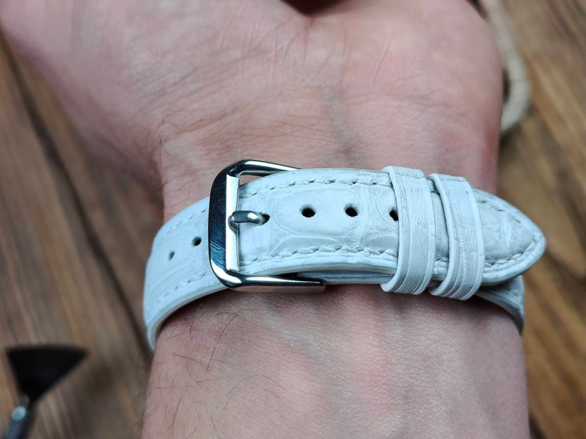 ANY MODIFICA White alligator bespoke women's watch straps 16 men's watch strap 22 20 18 alligator small wrist straps bracelet watch band