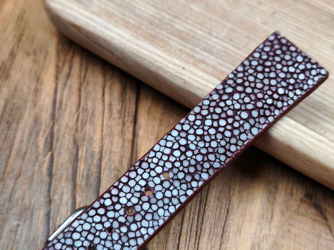 Any modification Burgundy stingray watch band red leather strap custom small wrist watch strap band 18mm bracelet watch ladies women