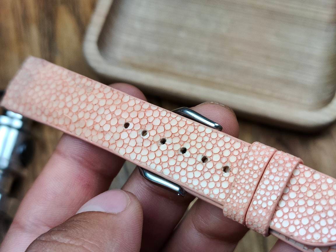 Any modification peach stingray watch band red leather strap custom small wrist watch strap band 18mm bracelet watch ladies women