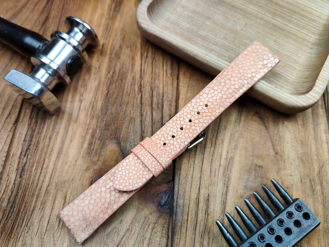 Any modification peach stingray watch band red leather strap custom small wrist watch strap band 18mm bracelet watch ladies women