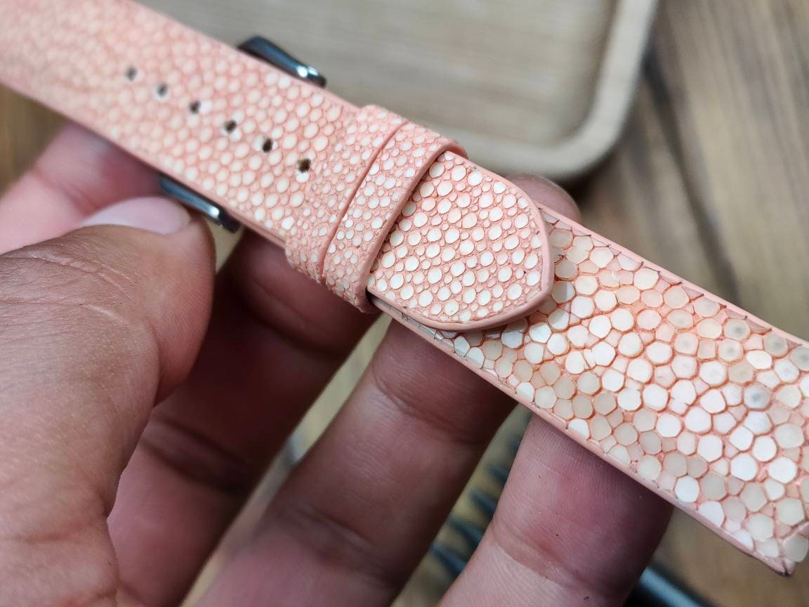 Any modification peach stingray watch band red leather strap custom small wrist watch strap band 18mm bracelet watch ladies women