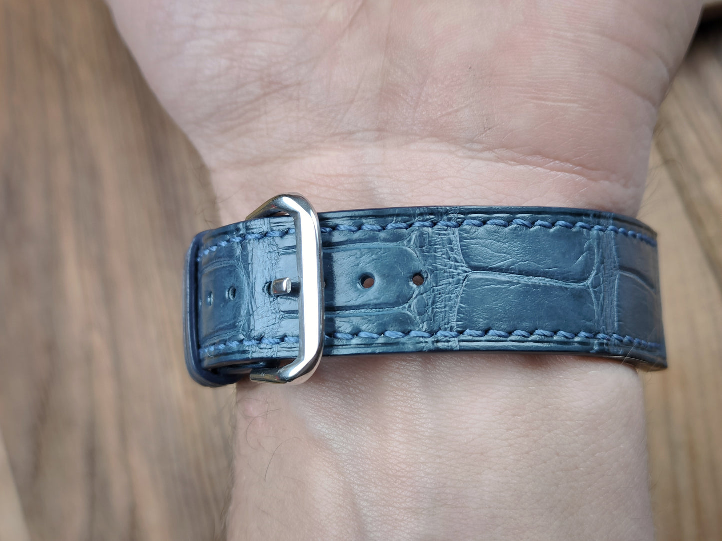 Denim blue Alligator watch band custom watch straps