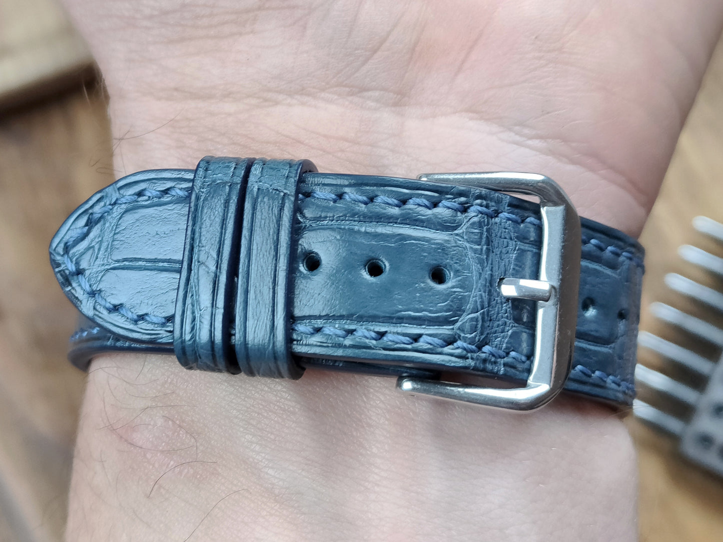 Denim blue Alligator watch band custom watch straps