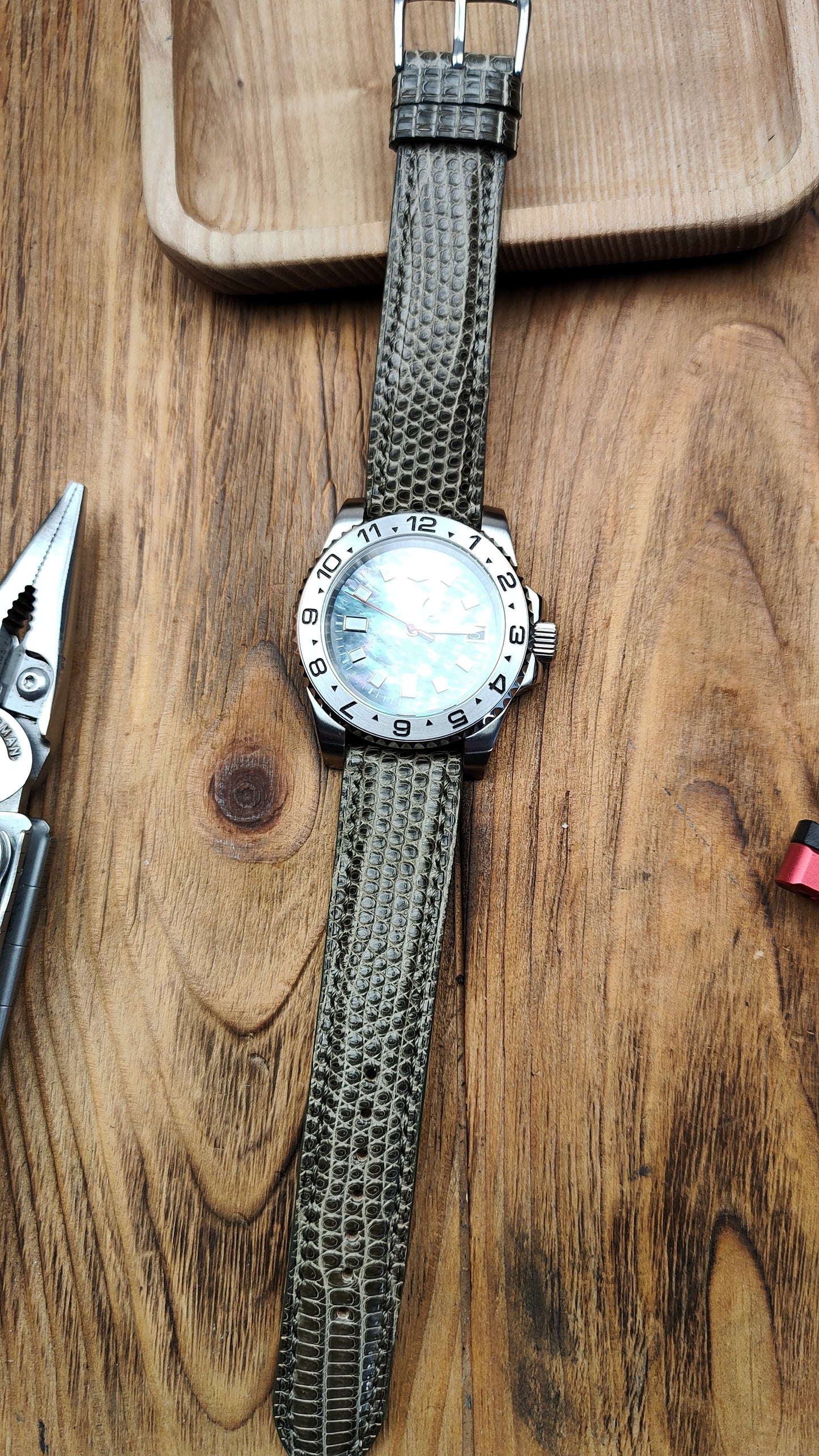 Olive lizard watch band custom watch straps