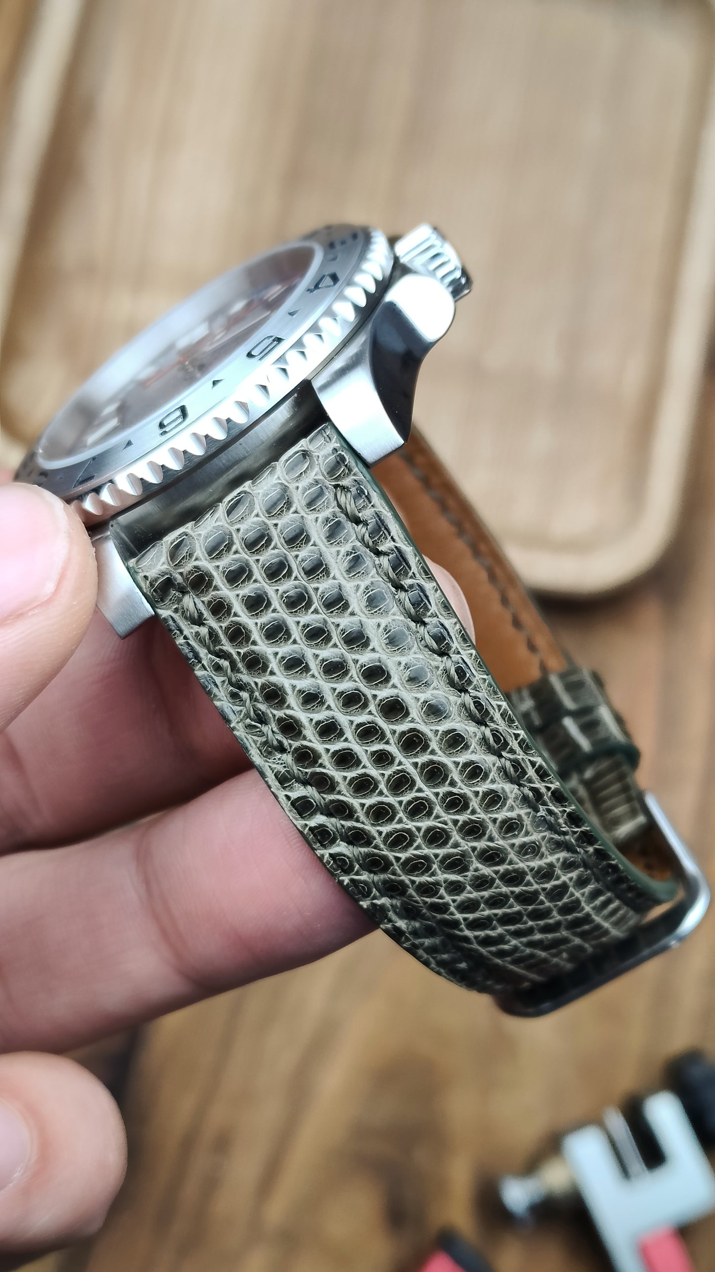 Olive lizard watch band custom watch straps