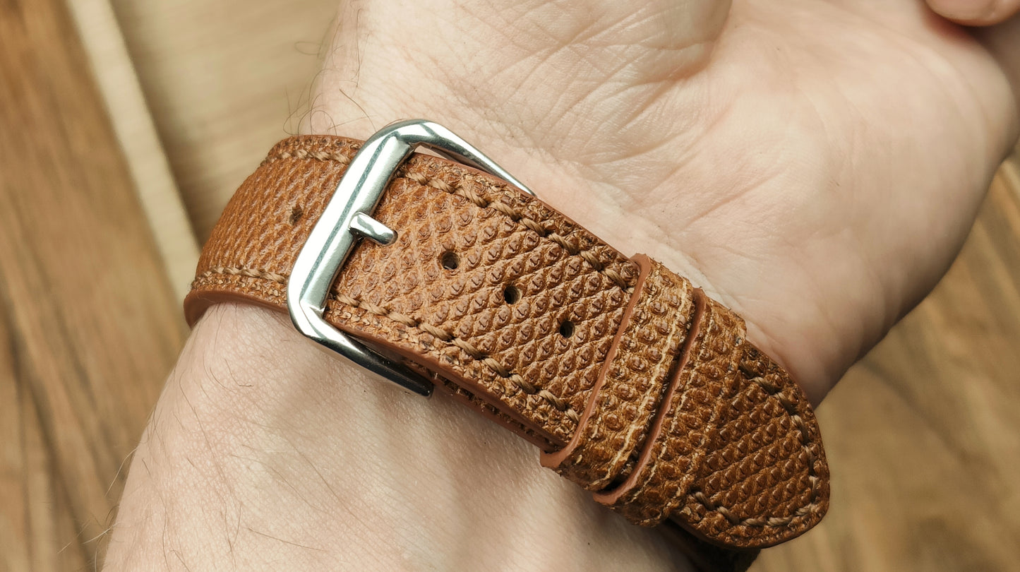 Brown snake leather watch band custom leather band.