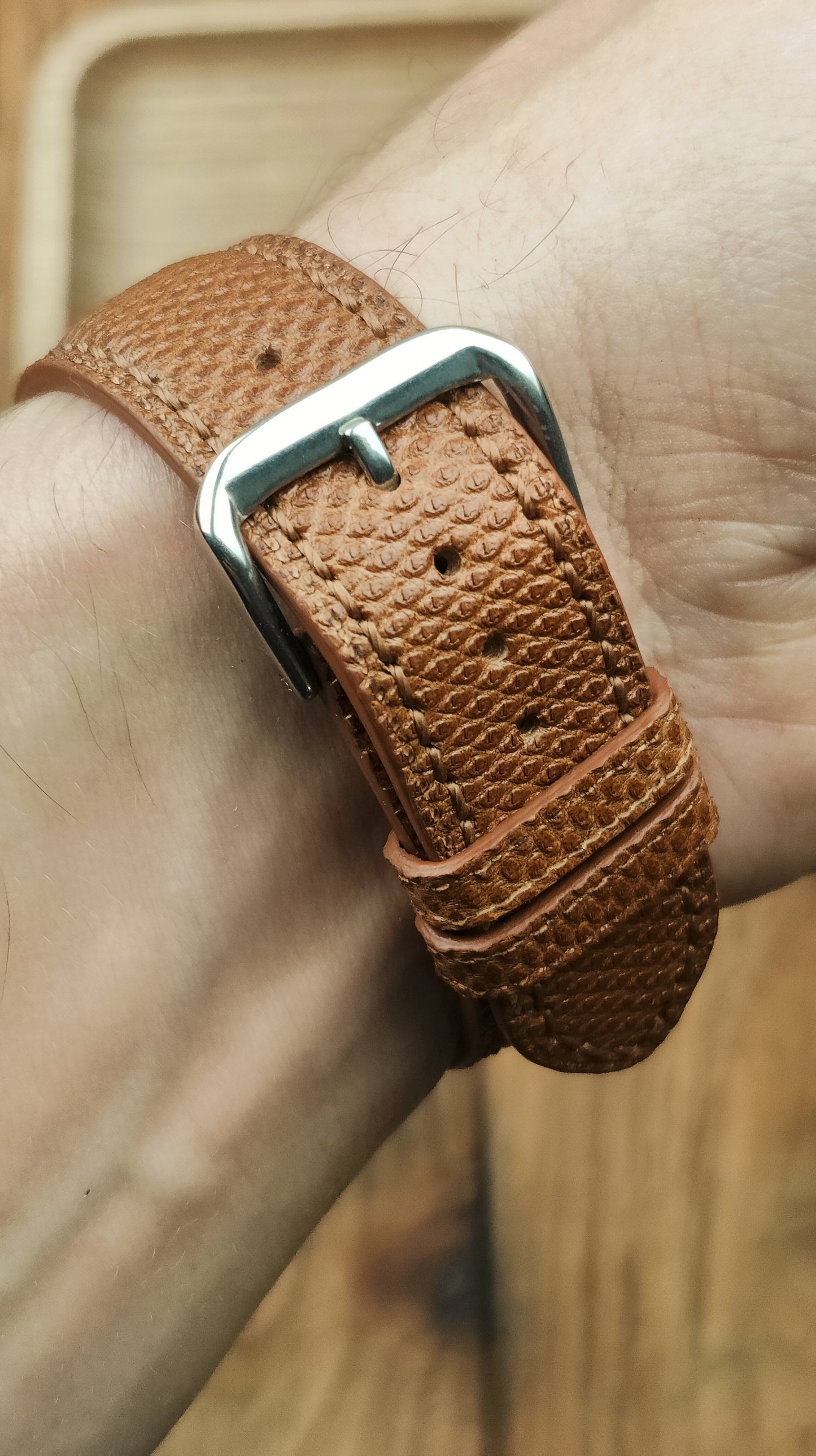 Brown snake leather watch band custom leather band.