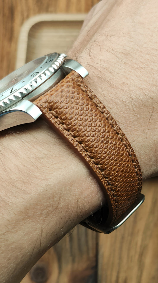 Brown snake leather watch band custom leather band.