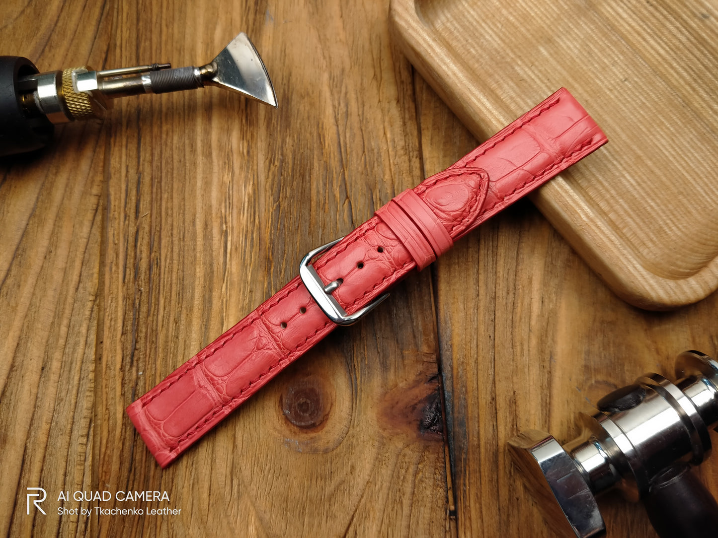Red Alligator watch band custom watch straps