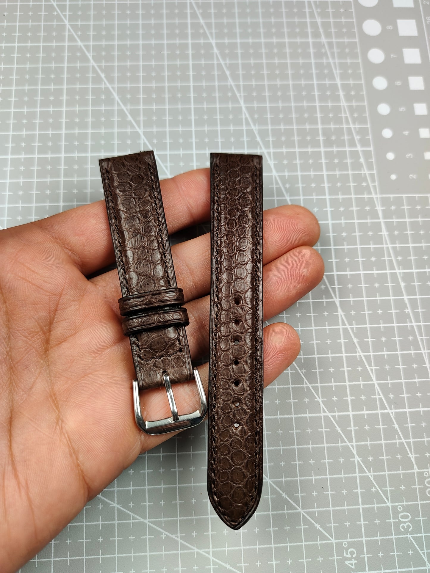 Brown snake leather watch band custom leather band.