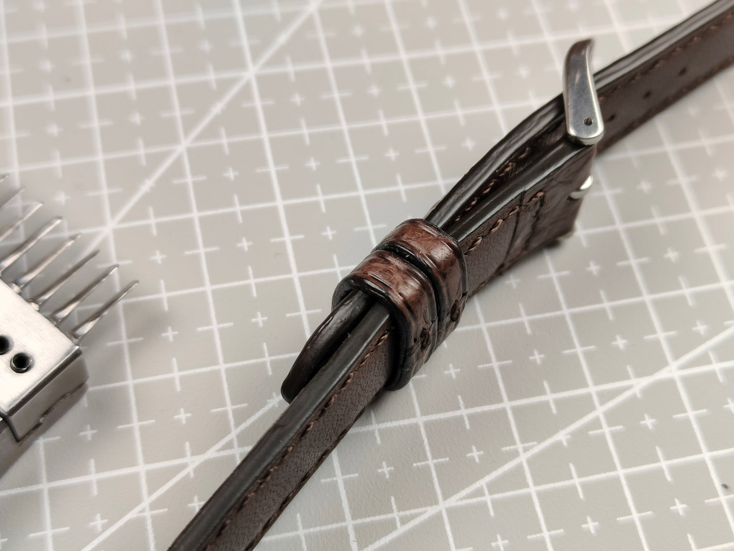 Brown snake leather watch band custom leather band.