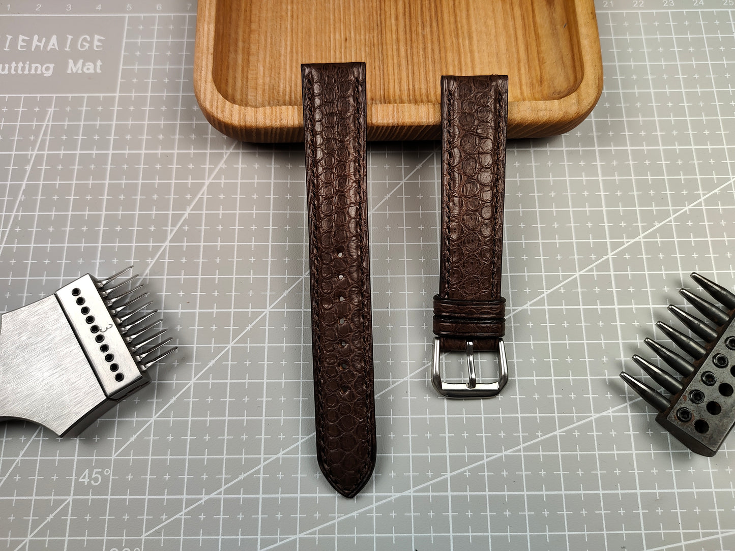 Brown snake leather watch band custom leather band.