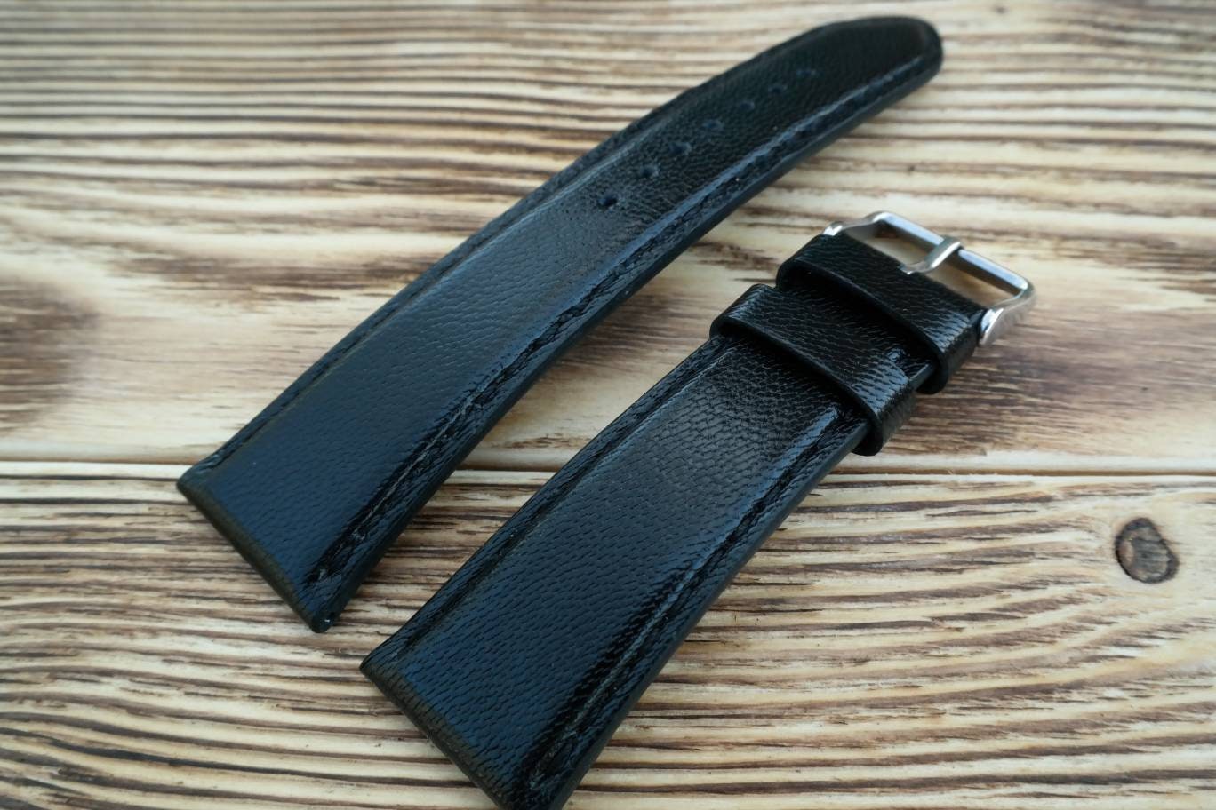 Custom black leather watch band leather watch bands 16 18 19 20 21 22 men's watch strap ladies watch straps handcraft watch black strap