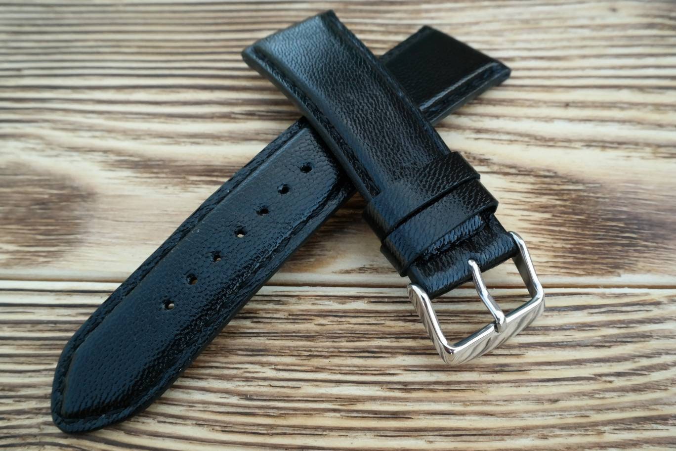 Custom black leather watch band leather watch bands 16 18 19 20 21 22 men's watch strap ladies watch straps handcraft watch black strap