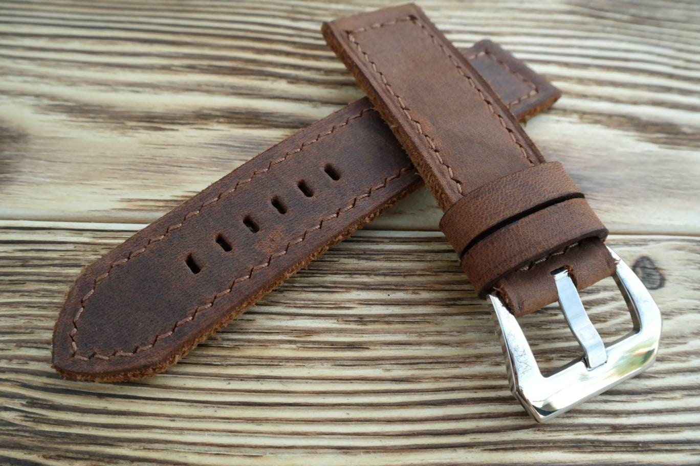 Vintage brown leather watch band leather watch bands men's watch strap 20mm-26mm handcraft watch bands Panerai straps Panerai style pull up